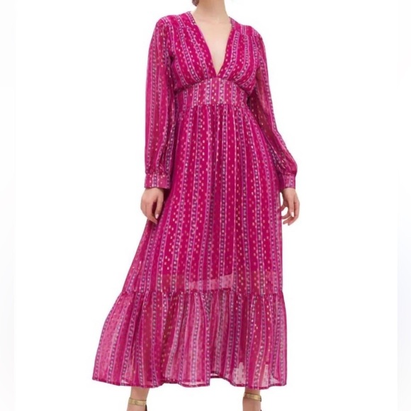 Oliphant Dresses & Skirts - OLIPHANT WOMENS TIE BACK MAXI DRESS MAGENTA PURPLE LARGE